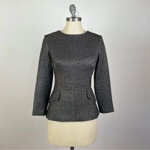 LIBBY Metallic Silver Long Sleeve Blouse